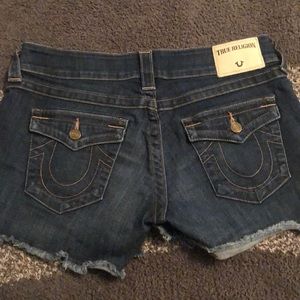 True religion jean shorts frayed edges